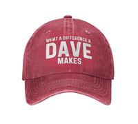 (Red) What A Difference A Dave Makes Hat For Men Dad Hat With Design Hats Baseball Cap