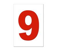 Red Wheelie Bin Number 9 - Self Adhesive Waterproof Durable Vinyl Stickers - Digitally Cut to the sticker Shape - size 170mm by Party Decor (9)