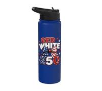 Red White 250 Years American 1776 2026 250th Anniversary Stainless Steel Insulated Water Bottle