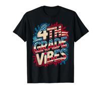Red White 4th Grade Vibes Teacher Happy Tiny Humans US Flag Value Graphic T-Shirt, Men, Black, L