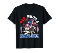 Red, White 4th of July Jesus Christian Husky Sunglasses T-Shirt