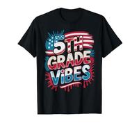 Red White 5TH Grade Vibes Bruh We Back America Teacher Game Value Graphic T-Shirt, Men, Black, S
