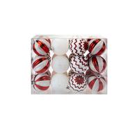 Red & White 6cm Baubles Candy Cane (24 Pack) - Christmas Tree Decorations VFM e-Store Red One Size