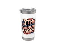 Red White 7TH Grade Vibes First Day US Flag My Teacher Squad Stainless Steel Insulated Tumbler