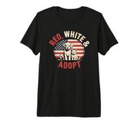 Red White and Adopt Patriotic Dog Cat Flag Design Premium T-Shirt