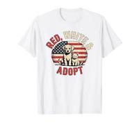 Red White and Adopt Patriotic Dog Cat Flag Design Value Graphic T-Shirt, Men, White, L