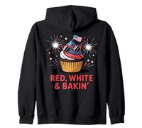 Red White and Bakin Funny 4th of July Cupcake Zip Hoodie