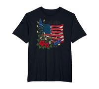 Red, White, and Bloom T-Shirt, Men's Big and Tall, Black, 3X Tall