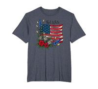 Red, White, and Bloom T-Shirt, Men's Big and Tall, Heather Blue, 2X Tall