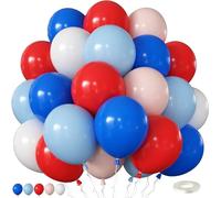 Red White and Blue Balloons 60pcs, 12inch Red Dark Light Blue White Latex Balloons for Boys Birthday Baseball Sport Party Graduation Patriotic Anniversary Remembrance Day Bank Holidays Decorations