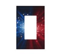 Red White and Blue Exploding Stars Light Switch Wall Plate Faceplate Cover Single Rocker 1 Gang Decorator Outlet Receptacle Covers for Home Kitchen Room Bathroom Decor