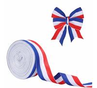 Red White and Blue Ribbon, 1.5 in x 26.2 Yds Patriotic American Flag Striped Polyester Ribbon for Gift Wrapping Memorial 4st of July DIY Craft Party Wreath Decoration