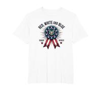 Red, White, and Blue Ribbon Winner T-Shirt, Men's Big and Tall, White, 6X Tall