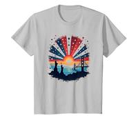 Red, White, and Blue Skies T-Shirt, Kids, Silver, 10 Years