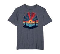 Red, White, and Blue Skies T-Shirt, Men's Big and Tall, Heather Blue, 5X Tall