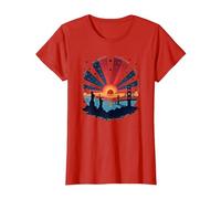Red, White, and Blue Skies T-Shirt, Women, Red, L
