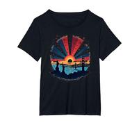 Red, White, and Blue Skies T-Shirt, Women's Plus, Black, 3X