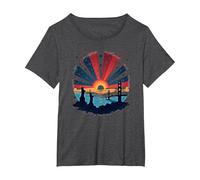 Red, White, and Blue Skies T-Shirt, Women's Plus, Dark Heather Grey, 1X