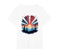 Red, White, and Blue Skies T-Shirt, Women's Plus, White, 4X