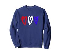 Red, White, and Blue Three Hearts Design for Men, Women Kids Sweatshirt