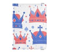 Red White and Blue Union Jack Crown Leather waterproof passport holder for travel Vaccine Card Holder Cover Combo Passport Wallet for women Ultra Slim, Red white and blue Union Jack crown, One Size