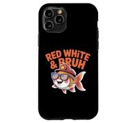 Red White and Bruh Funny Patriotic Fish with Fire Helmet Case for iPhone 11 Pro