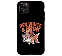 Red White and Bruh Funny Patriotic Fish with Fire Helmet Case for iPhone 11 Pro Max