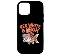 Red White and Bruh Funny Patriotic Fish with Fire Helmet Case for iPhone 12 mini