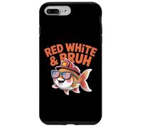 Red White and Bruh Funny Patriotic Fish with Fire Helmet Case for iPhone 7 Plus/8 Plus
