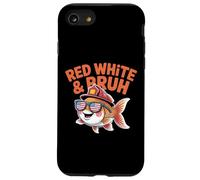 Red White and Bruh Funny Patriotic Fish with Fire Helmet Case for iPhone SE (2020) / 7 / 8