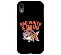 Red White and Bruh Funny Patriotic Fish with Fire Helmet Case for iPhone XR
