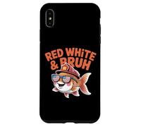 Red White and Bruh Funny Patriotic Fish with Fire Helmet Case for iPhone XS Max