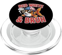 Red White and Bruh Funny USA Fish Design with Yeehaw Vibe PopSockets PopGrip for MagSafe
