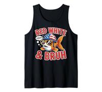 Red White and Bruh Funny USA Fish Design with Yeehaw Vibe Tank Top