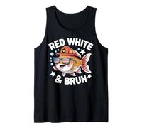 Red White and Bruh Patriotic Firefighter Fish Cartoon Design Tank Top