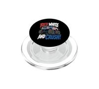 Red White And Crush Monster Truck Funny Patriotic July 4th PopSockets PopGrip for MagSafe