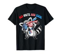 Red White and Feral Dab Raccoon 4th of July Men Women Kids T-Shirt