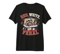 Red White and Feral Patriotic July 4th American Flag Premium T-Shirt