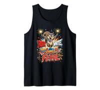 Red White and Feral Patriotic July 4th American Flag Tank Top