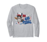 Red White and Feral Raccoon America 4th of July Patriotic Long Sleeve T-Shirt
