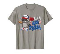 Red White and Feral Raccoon America 4th of July Patriotic T-Shirt
