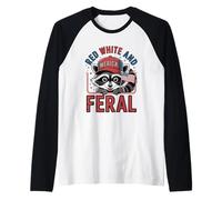 Red White and Feral Wild Spirit Celebration Design Raglan Baseball Tee