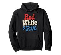 Red White And Five 5th Birthday 4th Of July Retro Graphic Pullover Hoodie