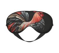 Red, White and Gray Rooster Print Sleep Mask with Adjustable Strap, Comfortable Eye Cover for Travel, Yoga, Napping, Sleeping & Relaxation