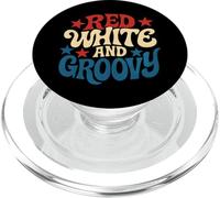Red White and Groovy 70s Vintage Style USA 4th of July PopSockets PopGrip for MagSafe