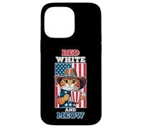 Red White and Meow Funny American Patriotic Cat 4th of July Case for iPhone 14 Pro Max