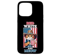 Red White and Meow Funny American Patriotic Cat 4th of July Case for iPhone 15 Pro Max