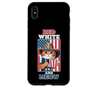 Red White and Meow Funny American Patriotic Cat 4th of July Case for iPhone XS Max