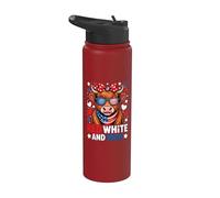Red White and Moo 4th of July Funny Highland Cow Stainless Steel Insulated Water Bottle