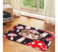 Red White And Mushroom Pet Feeding Mat Bowl Mat Dog Mat Suitable For Dogs Cats Specific Pads Feeder